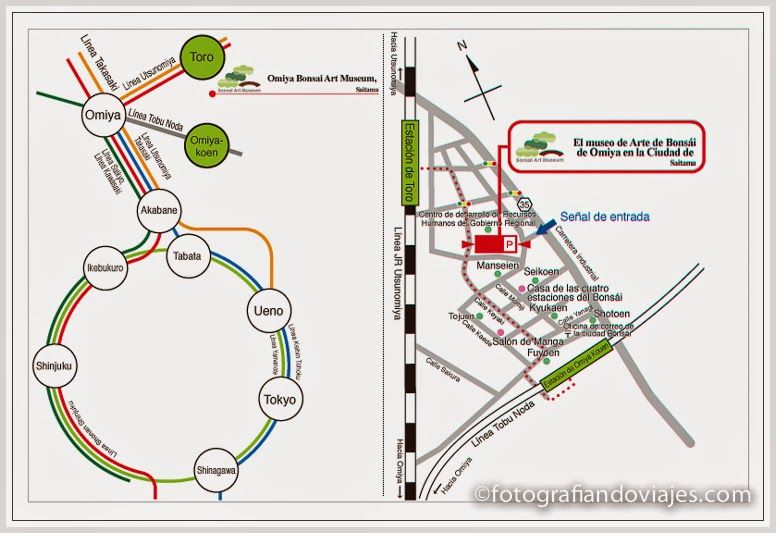 Situación del museo de arte del bonsai en Omiya Situación del museo de arte del bonsai en Omiya