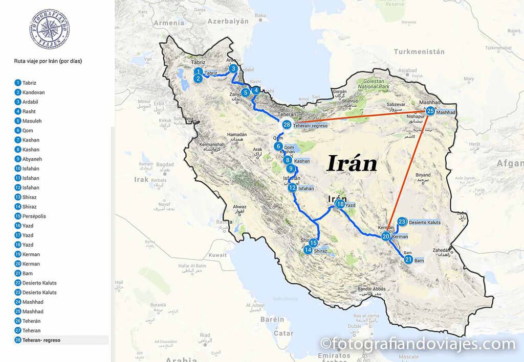Ruta viaje a Iran