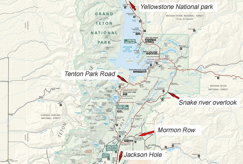 Grand Teton parque mapa 