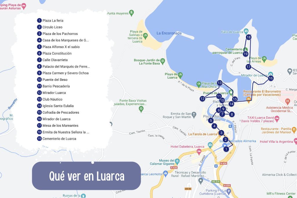 Luarca mapa que ver recorrido