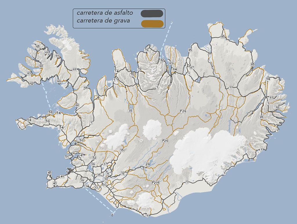 islandia mapa de carreteras para conducir