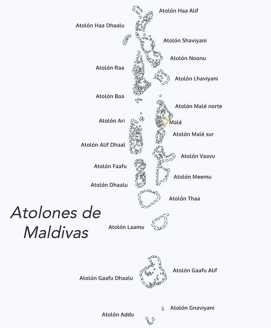 mapa maldivas atolones
