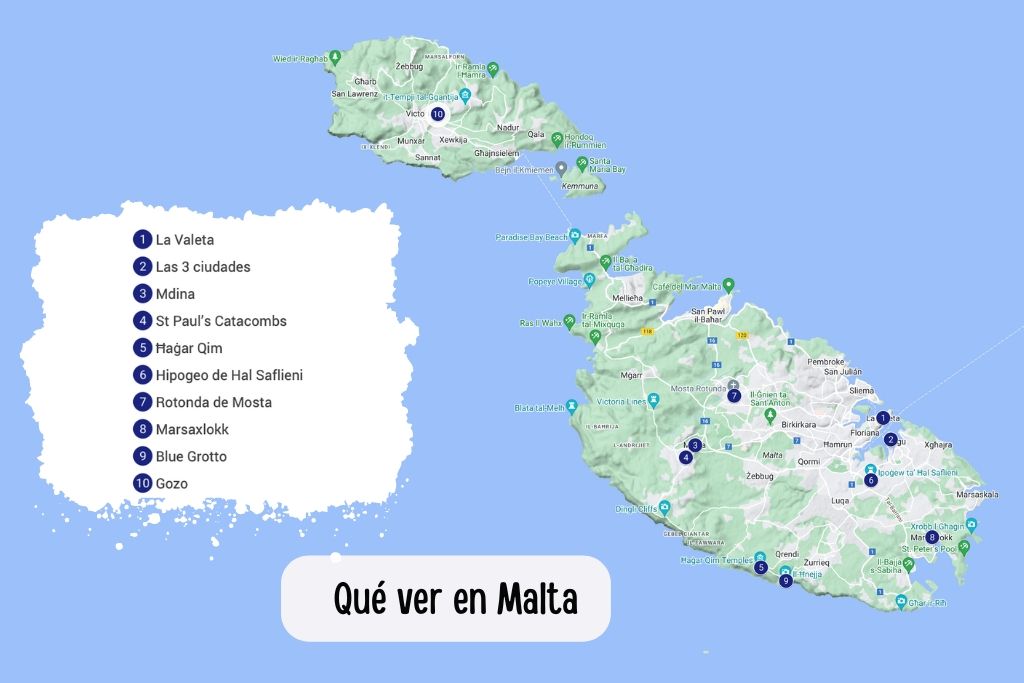 Malta mapa que ver en 4 dias imprescindibles