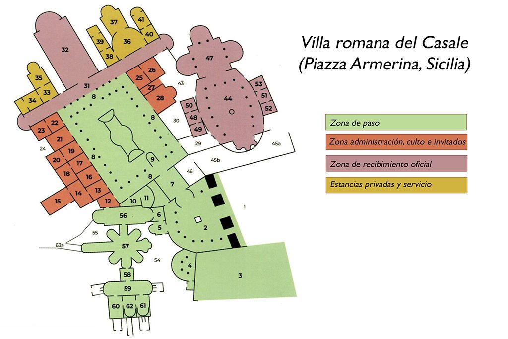 Plano mapa villa romana del casale