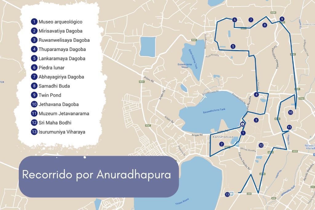Anuradhapura mapa recorrido lugares que ver