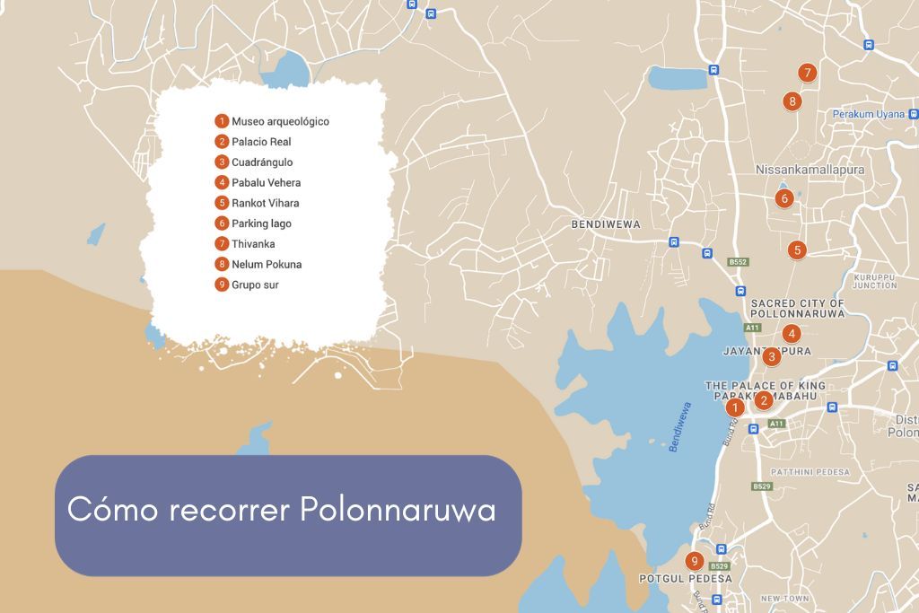 mapa polonnaruwa que ver visitar recorrido