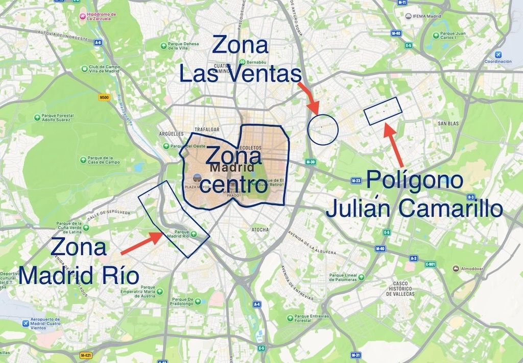 Donde alojarse en Madrid barato mapa