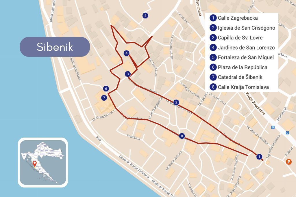 Mapa Sibenik recorrido que hacer un dia