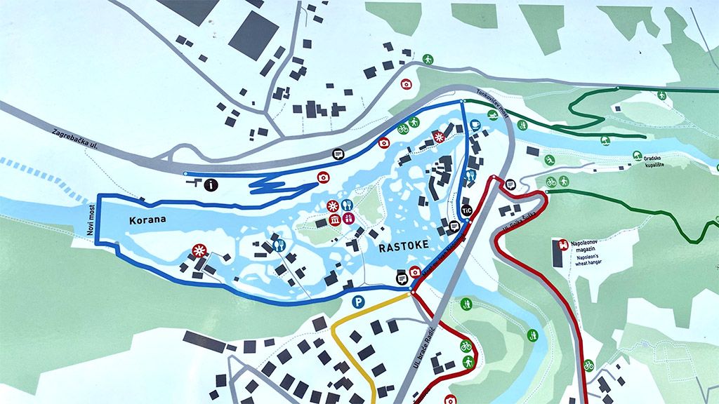 Mapa Rastoke que ver recorrido