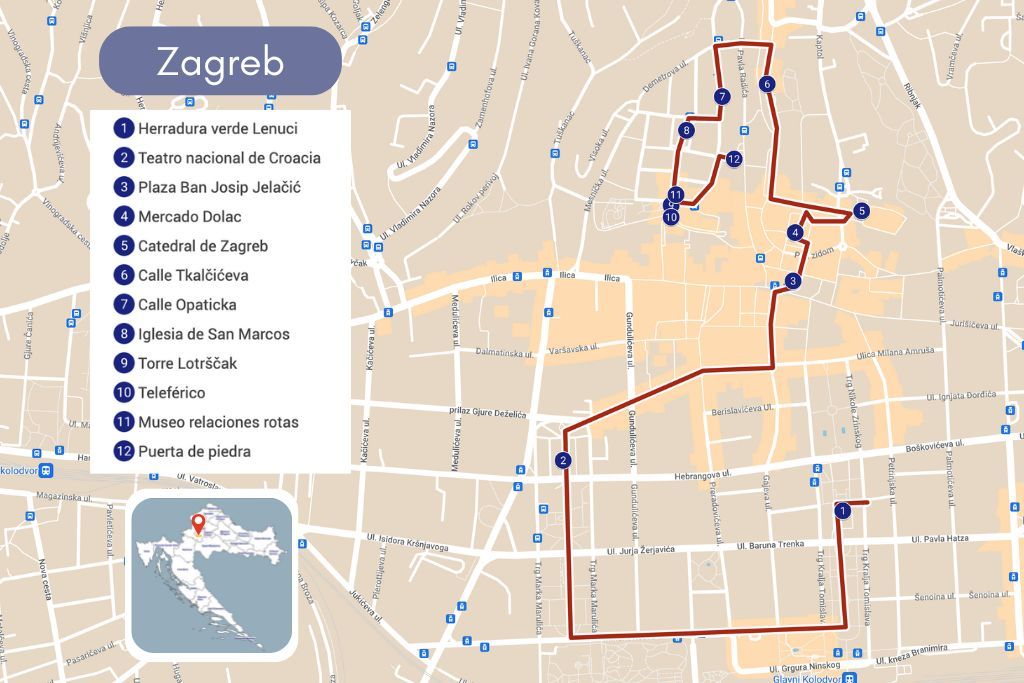 que ver en zagreb mapa y recorrido