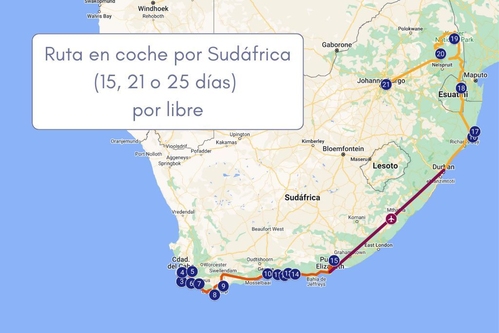Ruta en coche por Sudafrica 15 21 dias por libre