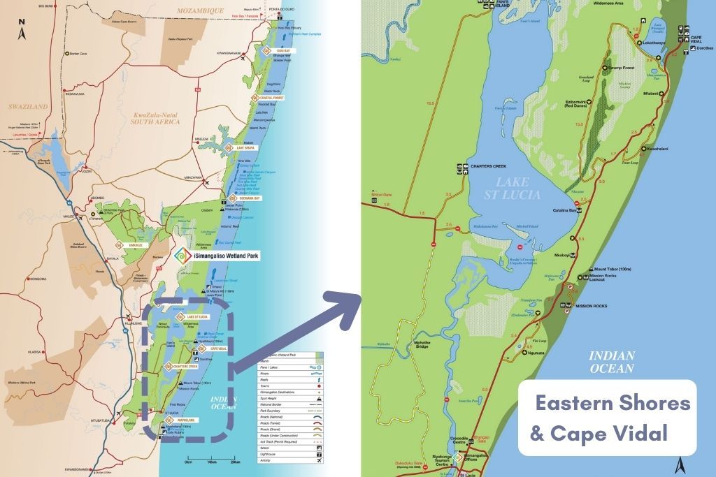 Mapa que ver en iSimangaliso un dia