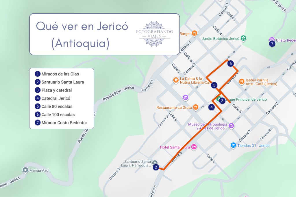 Mapa qué ver en Jericó Antioquia Colombia
