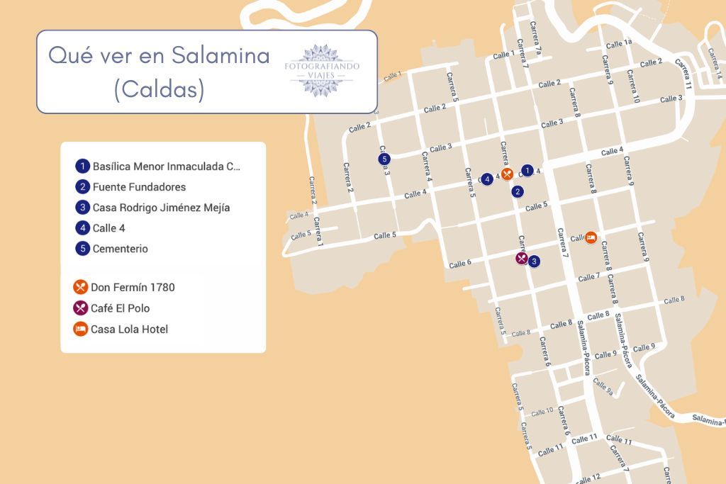 Mapa qué ver en Salamina Caldas Colombia