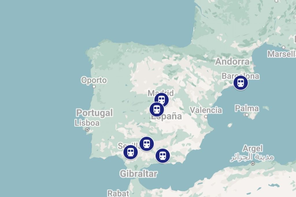 Mapa España ruta en tren ave 10 dias
