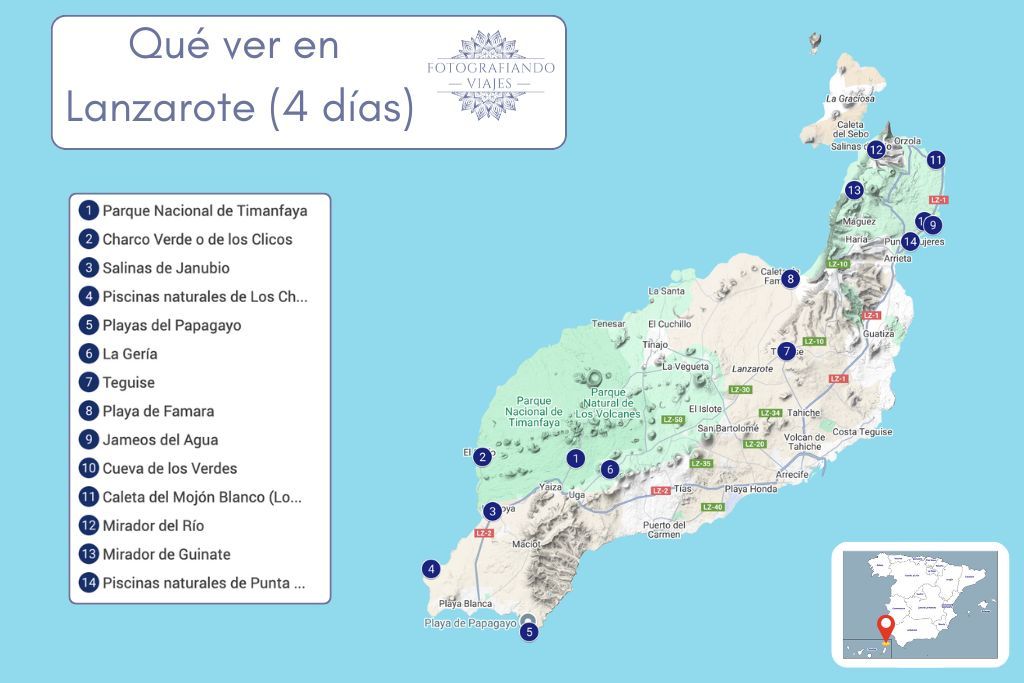 Mapa Lanzarote que ver en 4 días