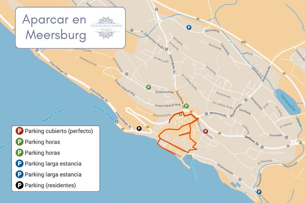 Mapa meersburg donde aparcar el coche