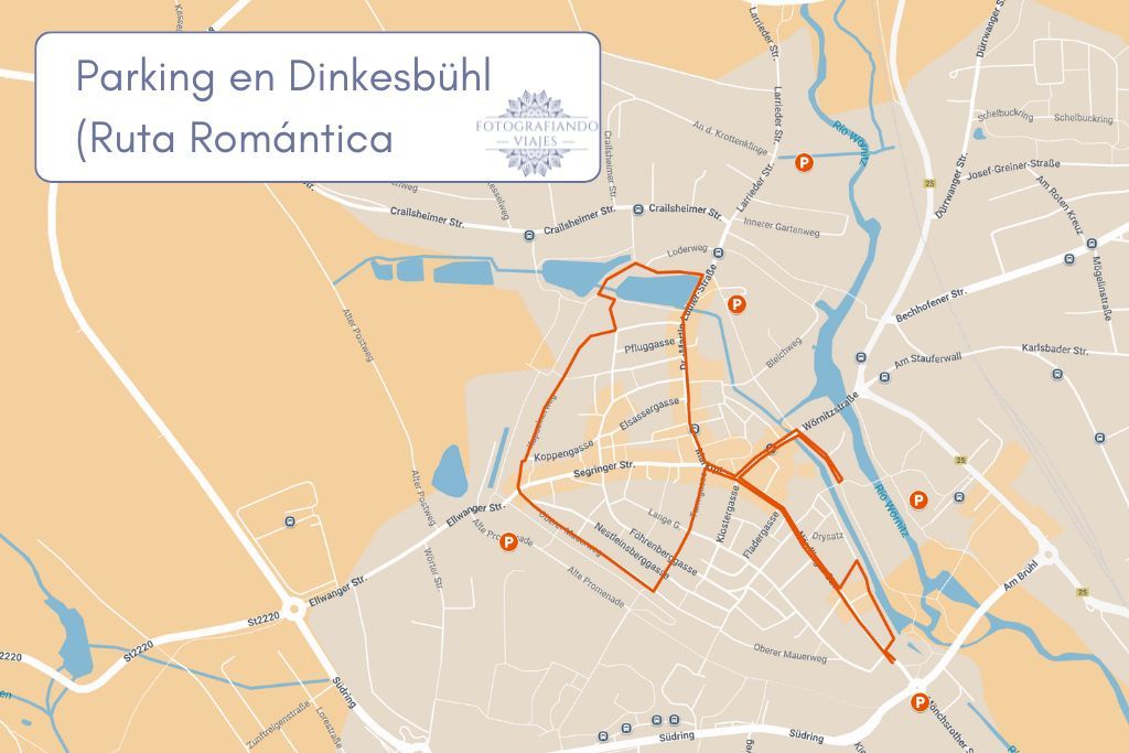 Donde aparcar en Dinkesbühl Ruta Romántica Alemania