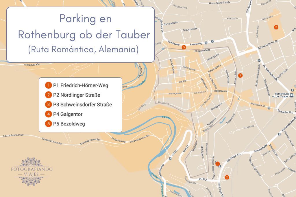 Donde aparcar en Rothenburg ob der Tauber Ruta Romántica Alemania