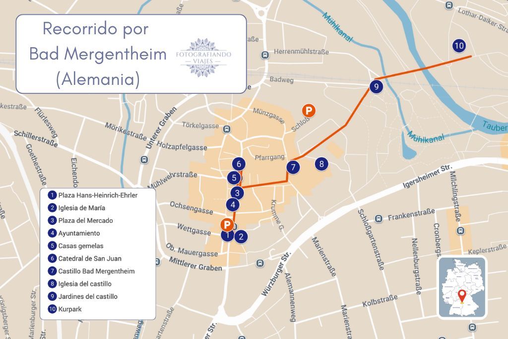 Mapa recorrido Bad Mergentheim Ruta Romántica Alemania