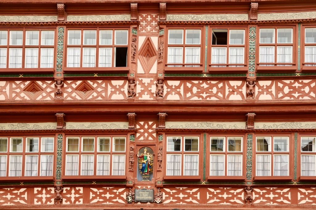 Plaza del vino (Weinmarkt) y casa alemana Dinkelsbühl Ruta Romántica