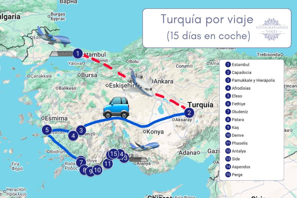 Recorrido coche Turquía 15 días que ver