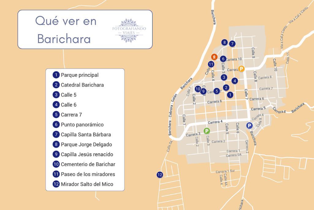 Mapa que ver en Barichara Santander Colombia