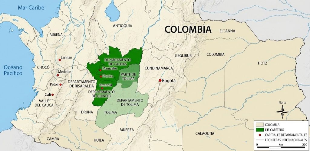 Mapa Eje Cafetero de Colombia