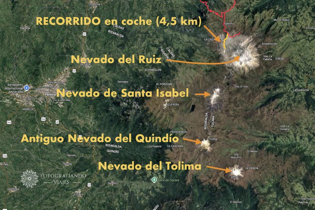 Volcanes nevados en el parque los Nevados de Colombia