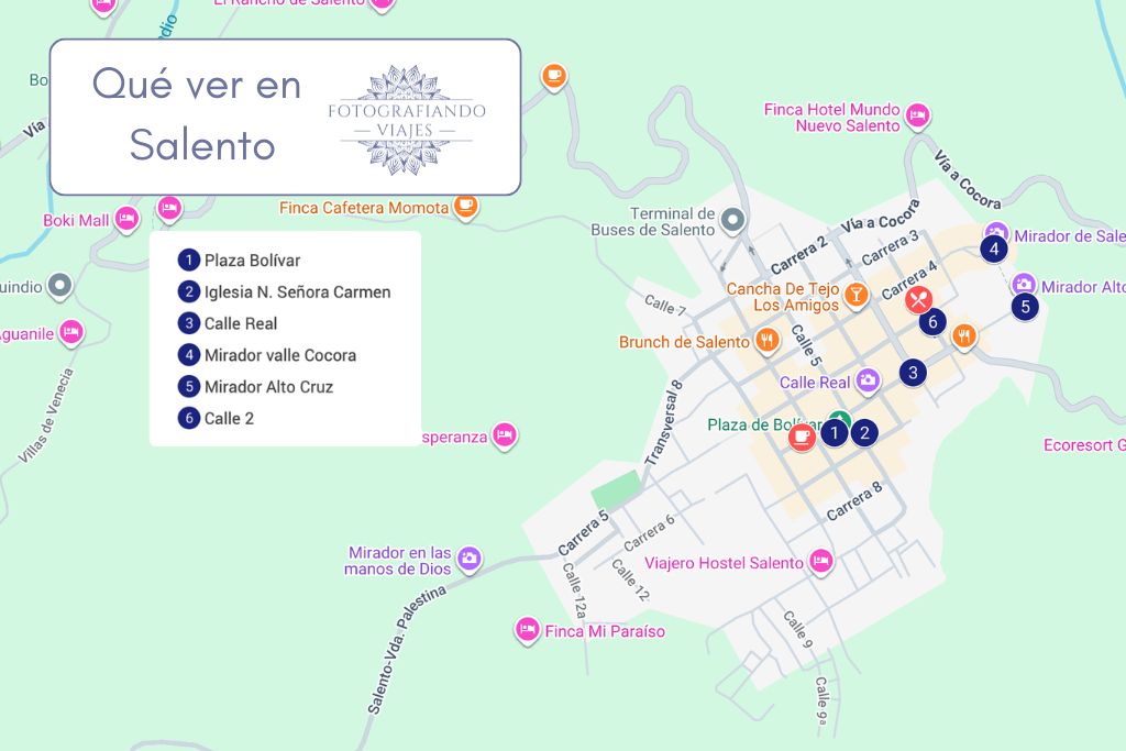 Mapa que ver en Salento Eje Cafetero Colombia