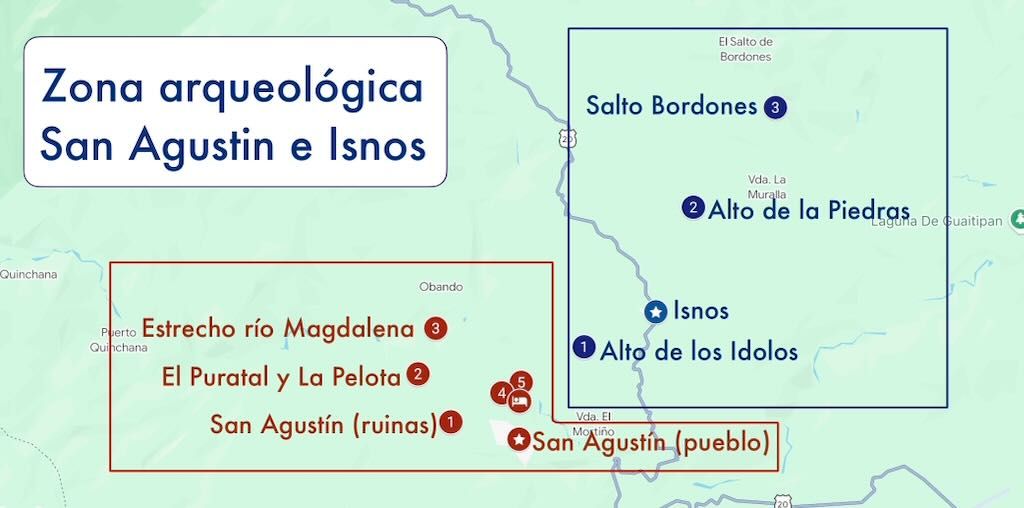 Mapa zona arqueologica San Agustin e Isnos