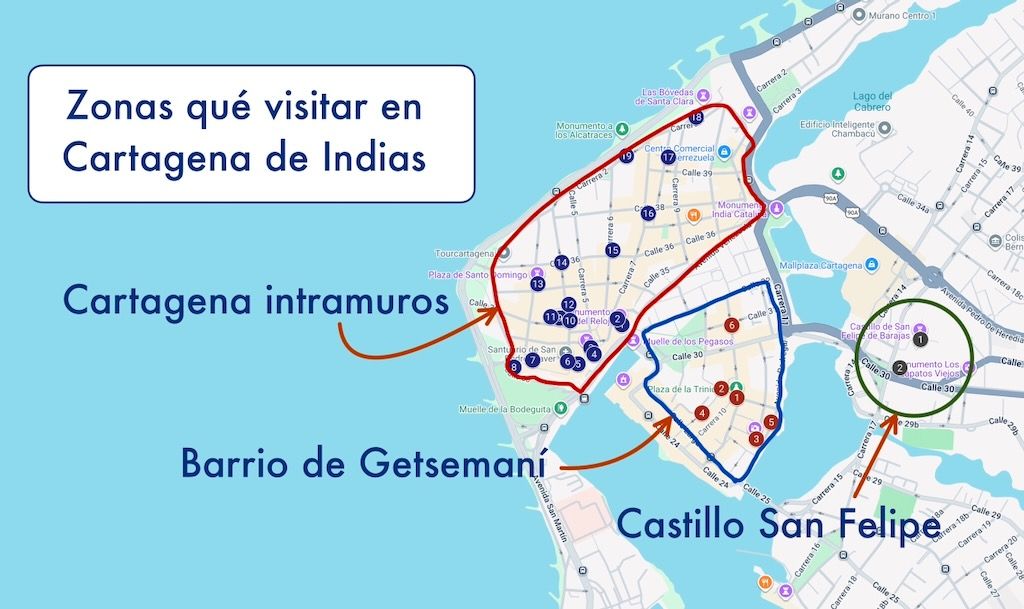 Mapa que ver en Cartagena de Indias