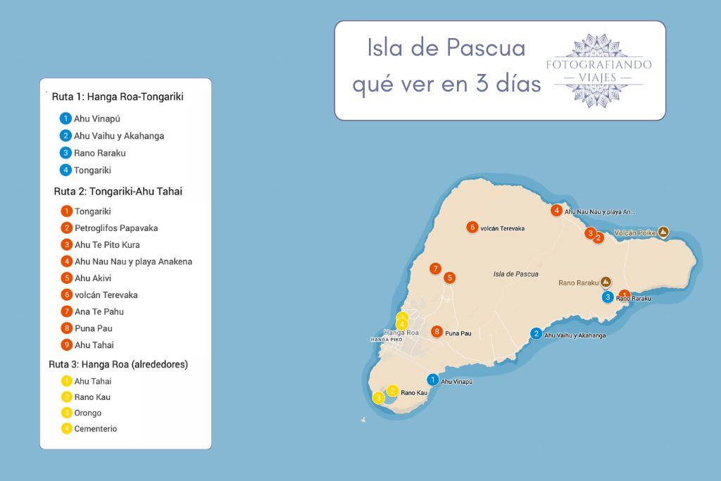 Mapa Isla de Pascua Rapa Nui lugares imprescindibles que ver en 3 días