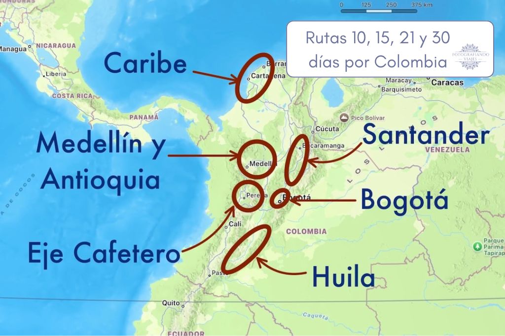 Rutas de 10, 15, 21 y 30 días de viaje por Colombia por libre