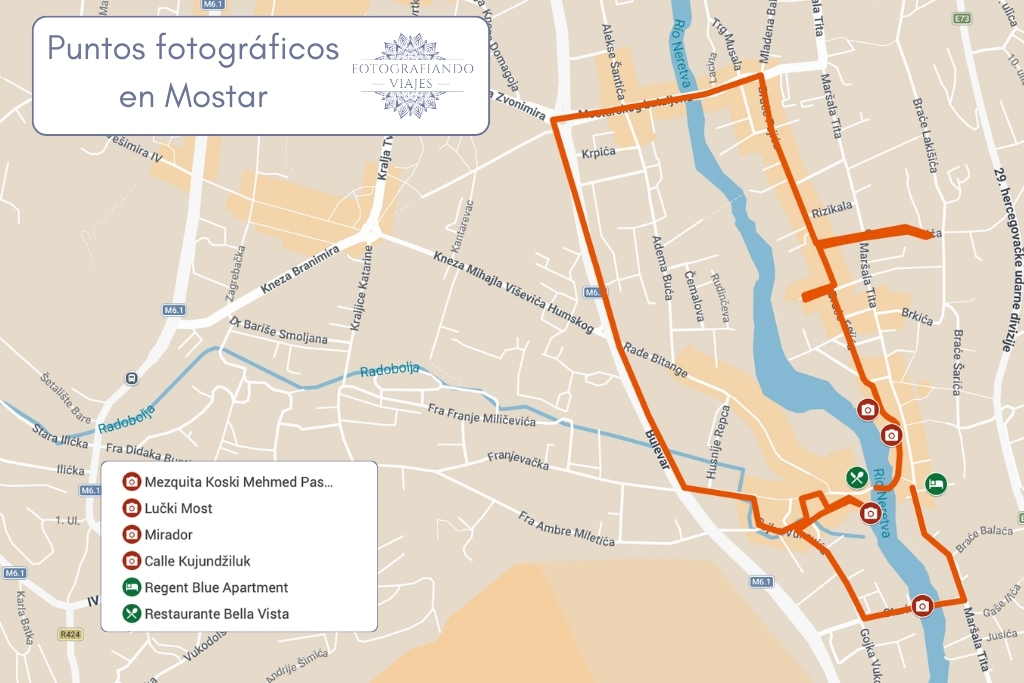 Mapa fotografía en Mostar un día Bosnia Herzegovina
